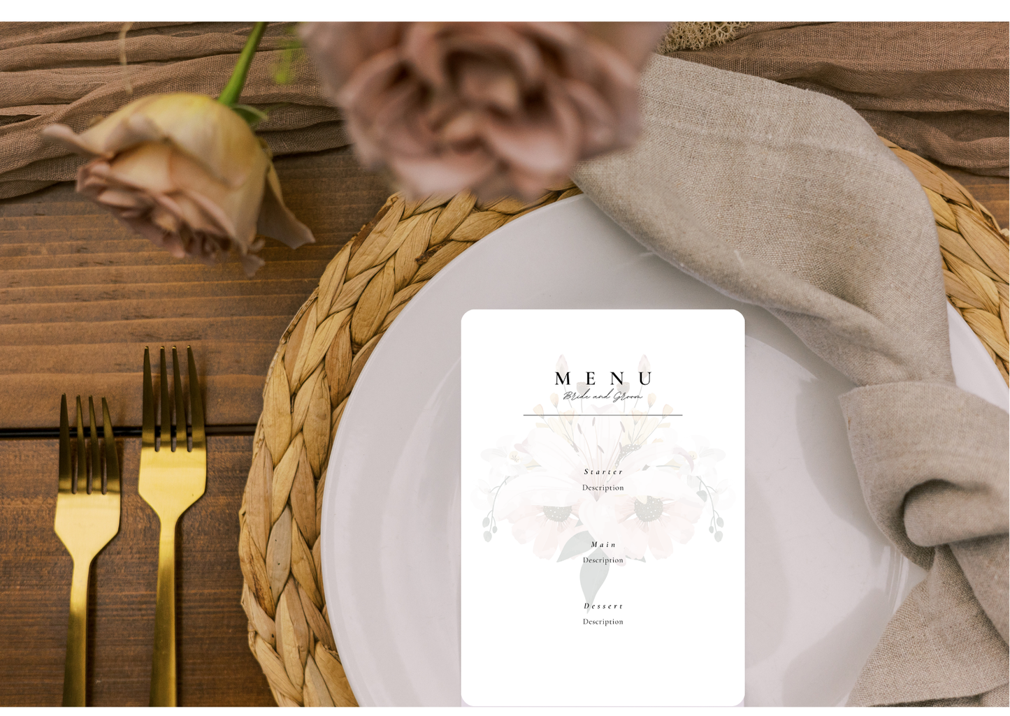 Floral Wedding Menu - Digital Product