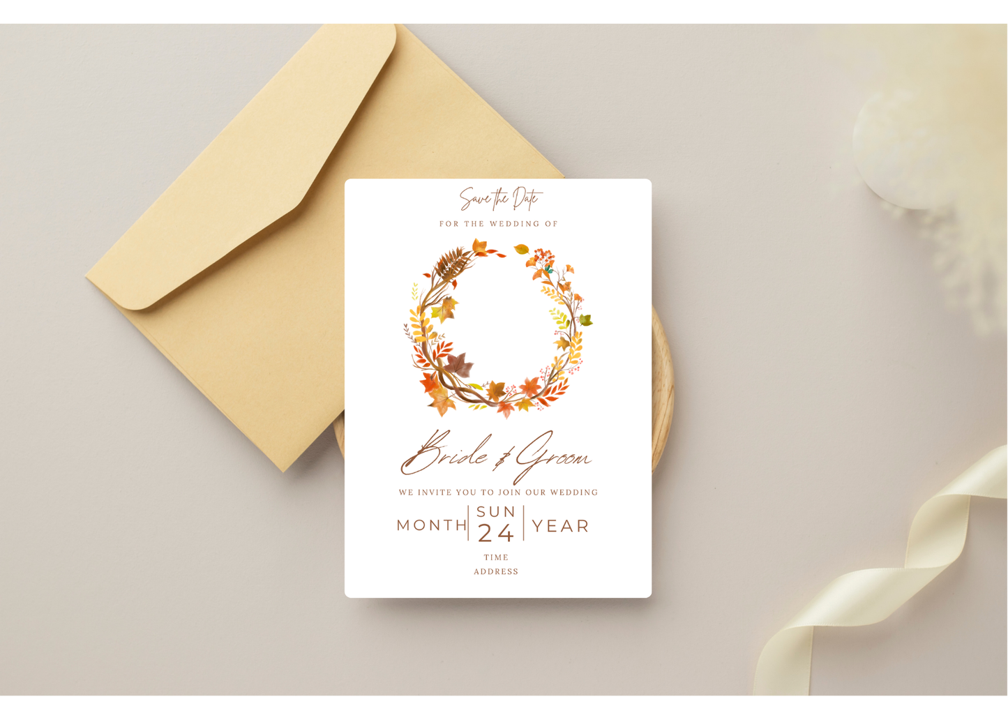 Rustic Autumn Wedding Invitation - Digital Product