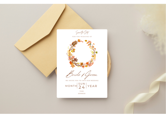 Rustic Autumn Wedding Invitation - Digital Product