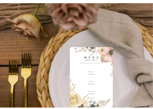 Floral Wedding Menu - Digital Product