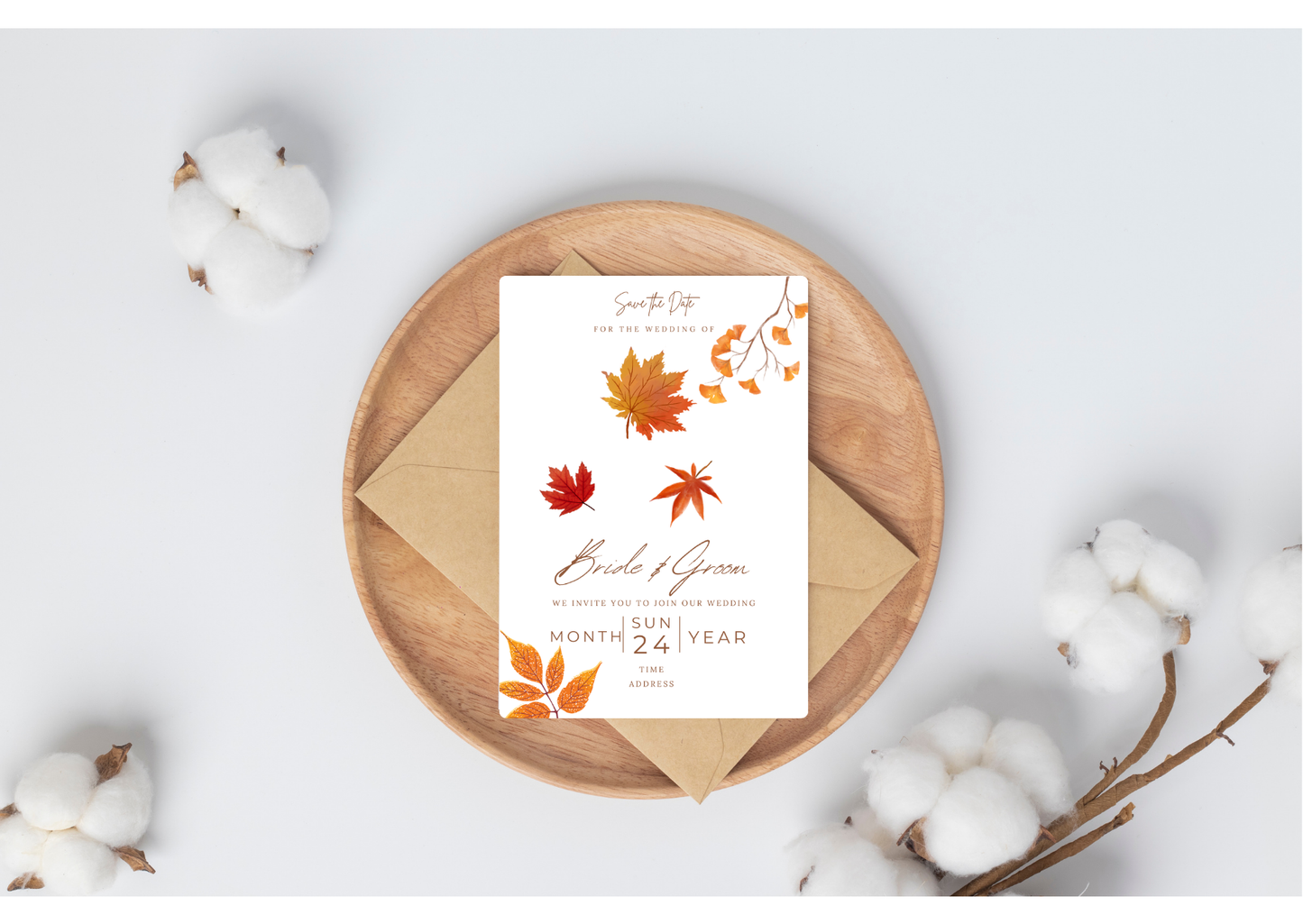 Fall Leaf Wedding Invitation - Digital Product