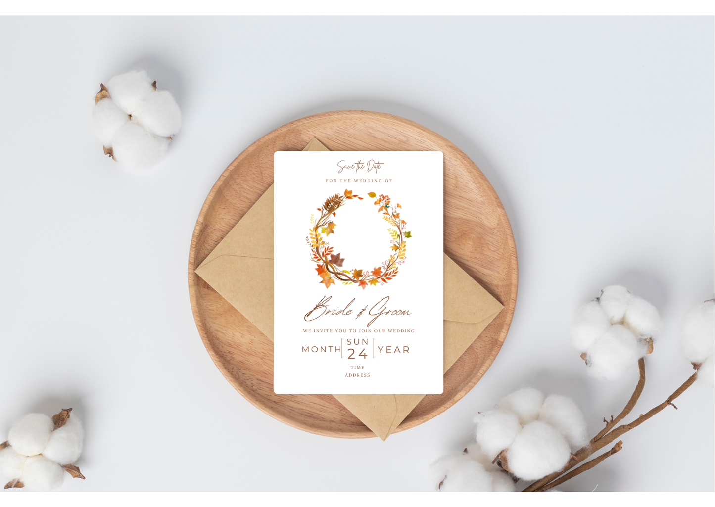 Rustic Autumn Wedding Invitation - Digital Product