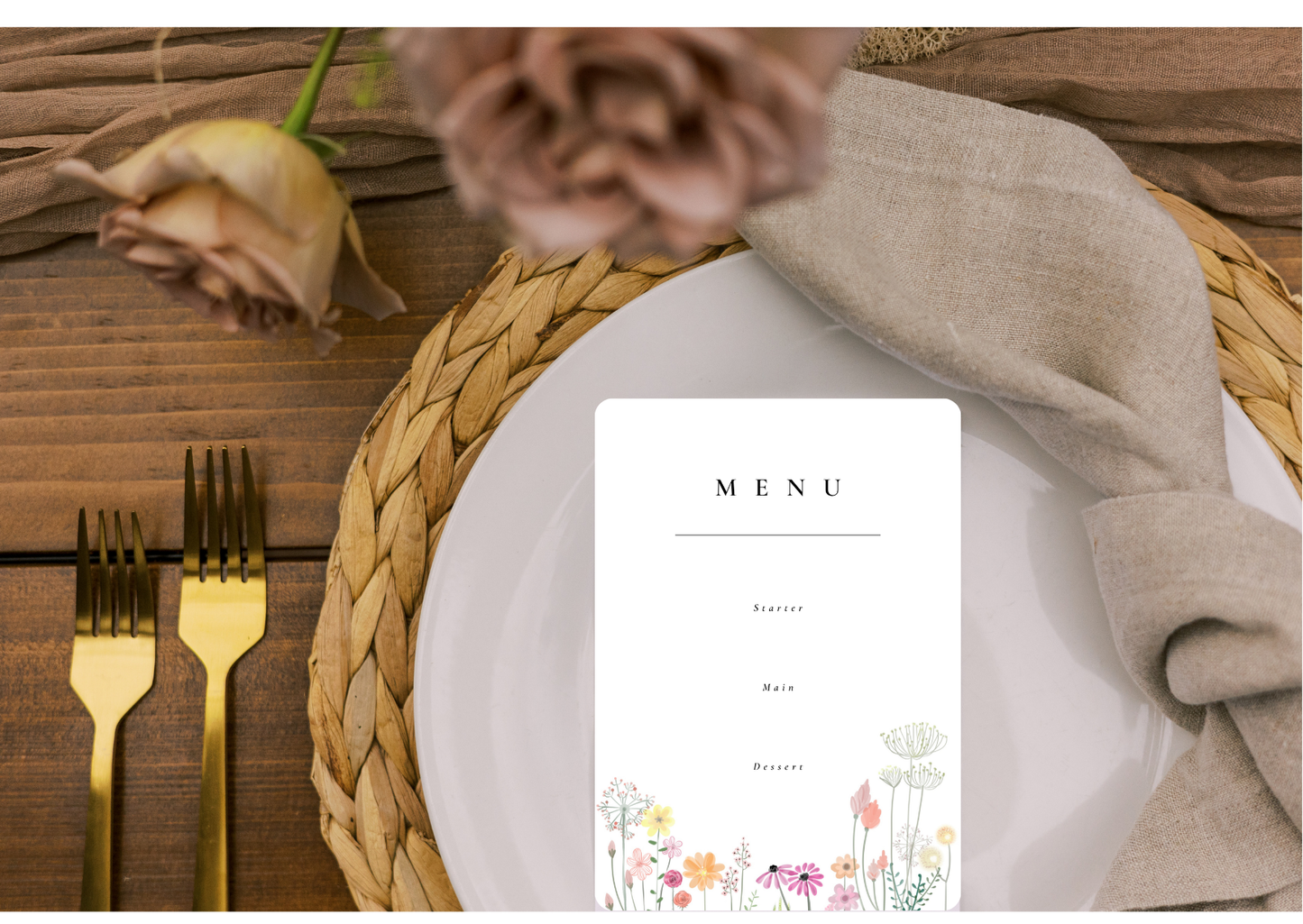 Colourful Floral Wedding Menu - Digital Product