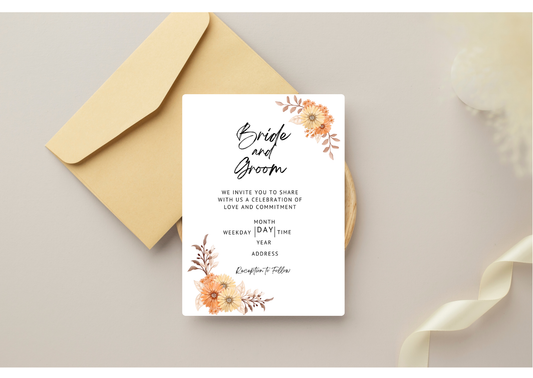 Autumn Floral Wedding Invitation - Digital Product