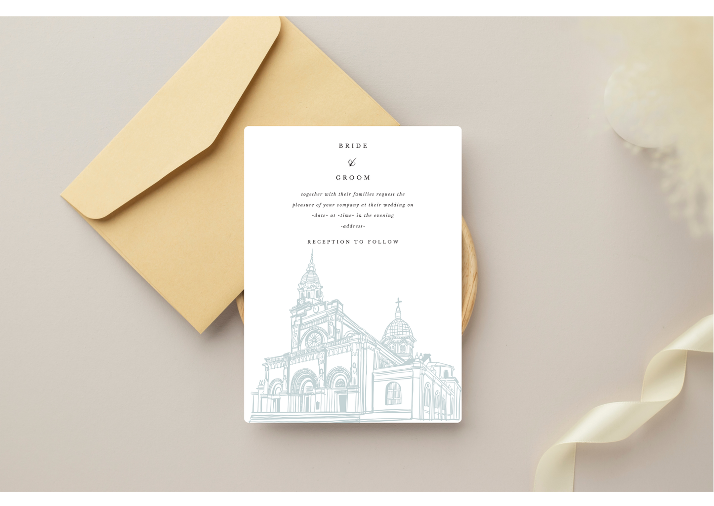 Classic Architectural Wedding Invitation - Digital Product