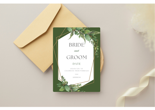 Green Floral Wedding Invitation - Digital Product