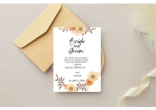 Fall-Floral Wedding Invitation - Digital Product