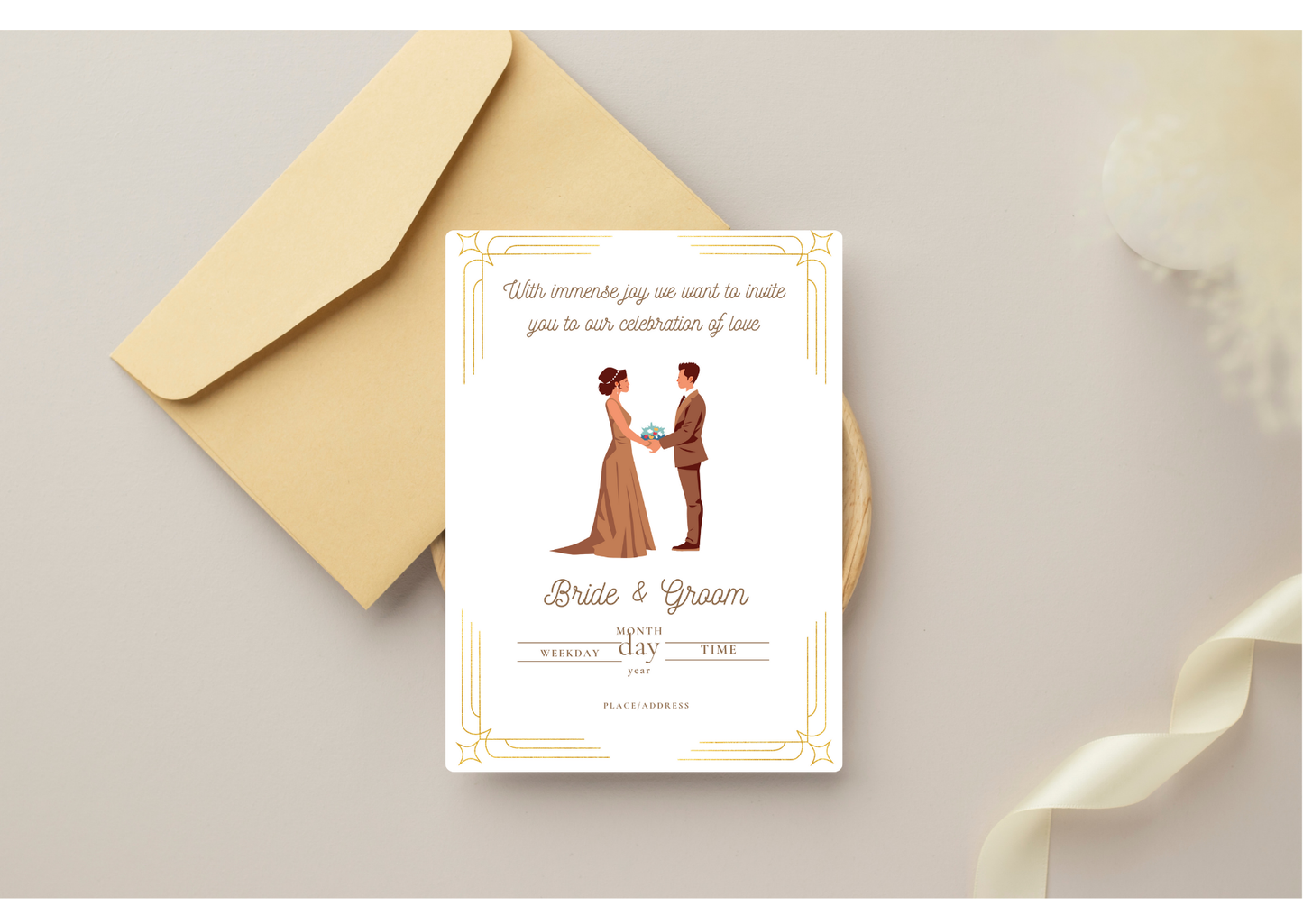 Elegant Autumn Wedding Invitation - Digital Product