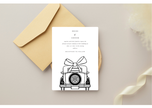 Classic Car Wedding Invitation - Digital Product