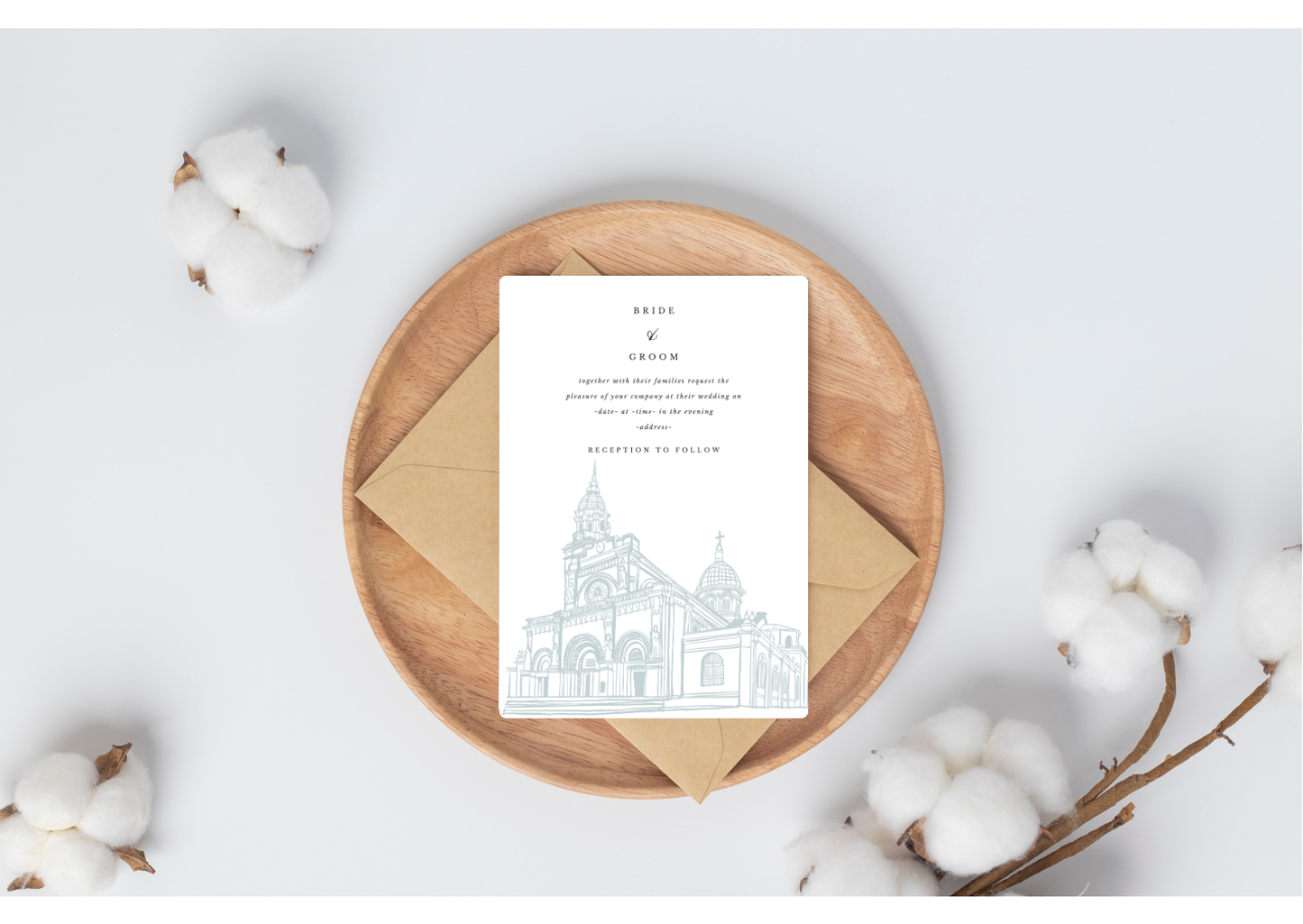 Classic Architectural Wedding Invitation - Digital Product