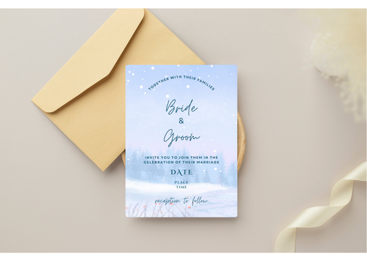 Snowy Forest Wedding Invitation - Digital Product