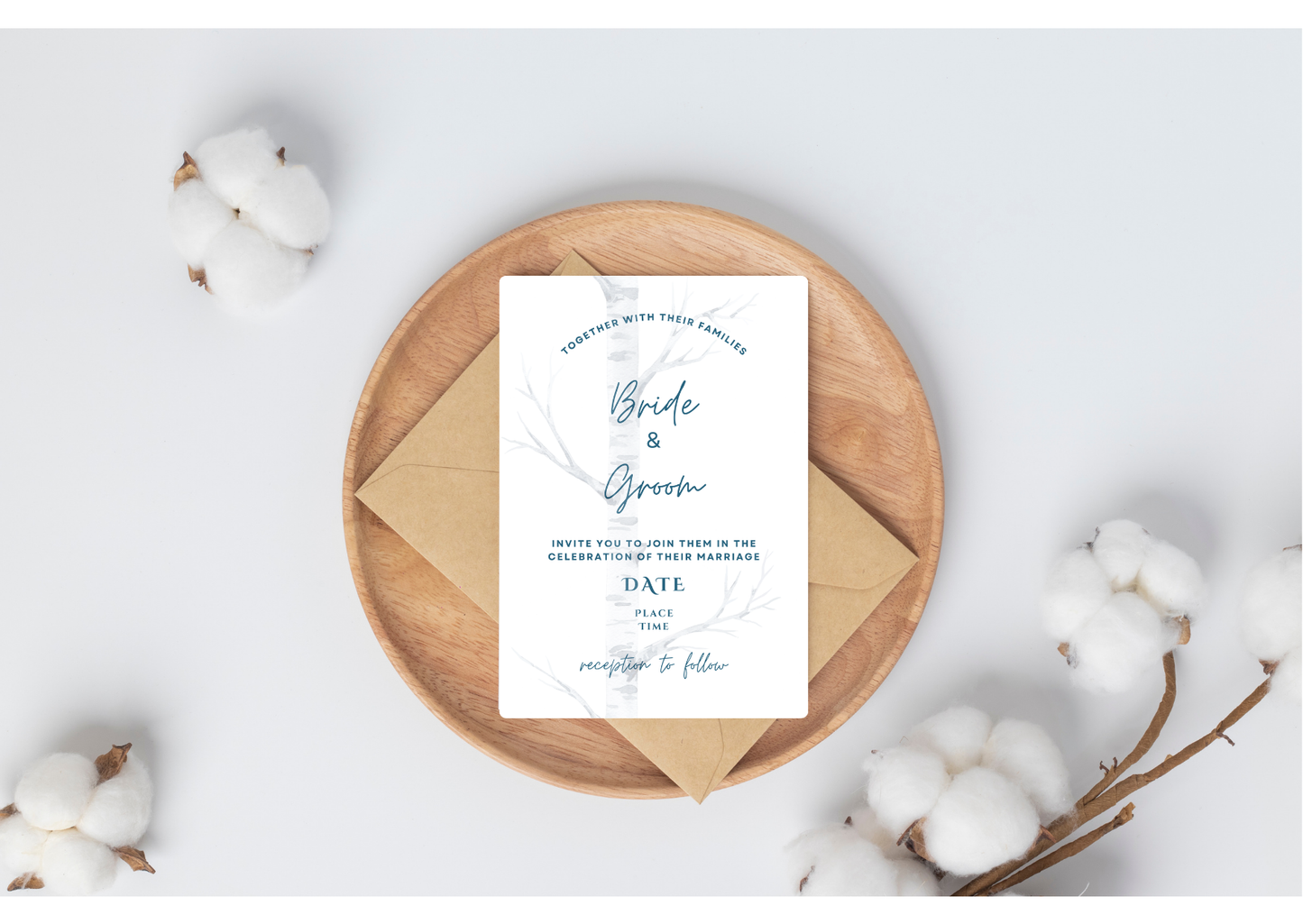 Simple Birch Tree Wedding Invitation - Digital Product