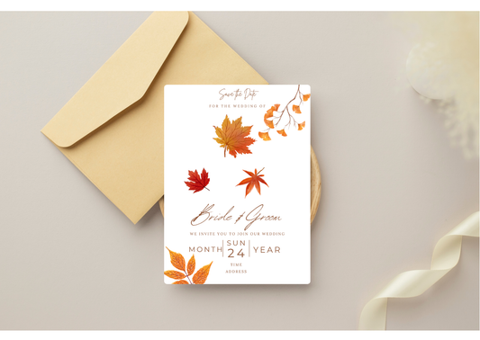 Fall Leaf Wedding Invitation - Digital Product